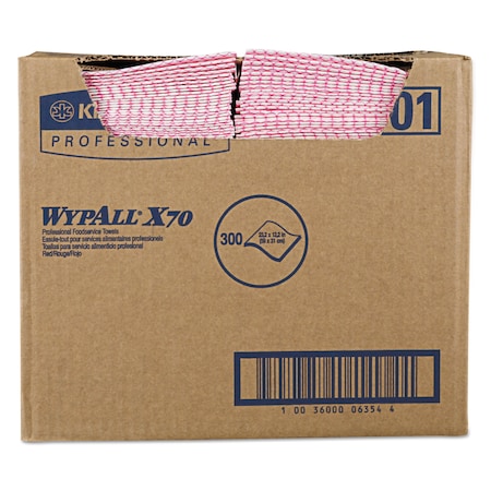 Wypall X70 Wipers, 12 1/2 x 23 1/2, Red, PK300 KCC 06354